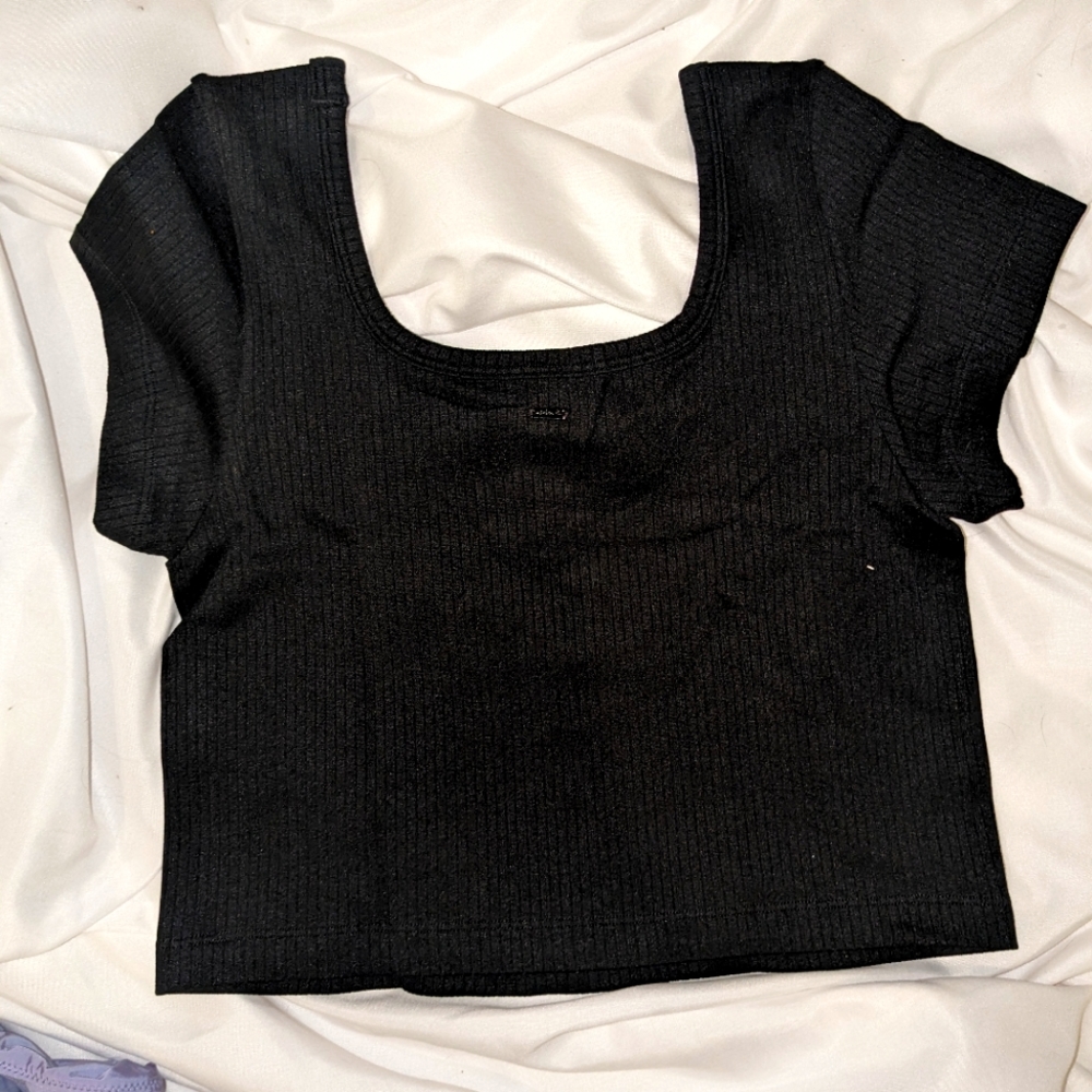 PINK Seamless Rib Short-Sleeved Crop Top